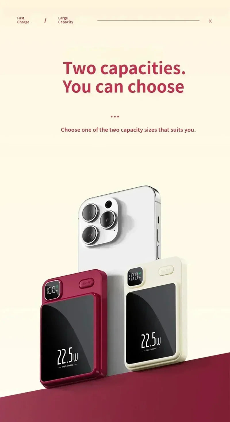 OnePlus 50000mAh Magnetic Wireless Charger Power Bank External Battery Fast Charging PowerBank For Android iPhone 15 16 Xiaomi