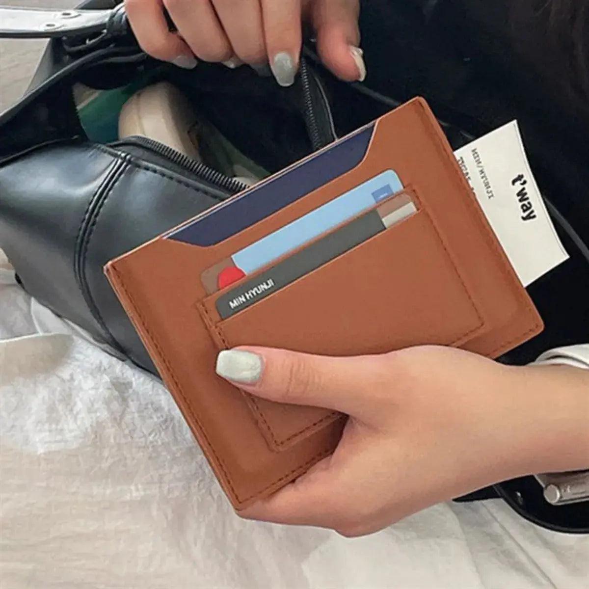 PU Leather Passport Holder Simplistic Portable Travel Document Card Case Storage Bag for International Trips