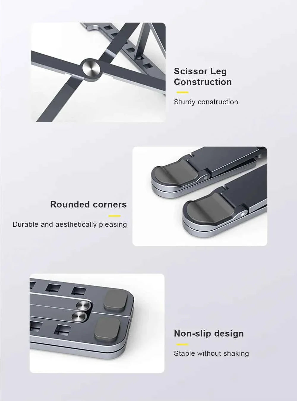 Aluminum Alloy Magnetic Laptop Stand With 8-Level Adjustment, Ventilation and Heat Dissipation, Equipped With Silicone Anti-Slip