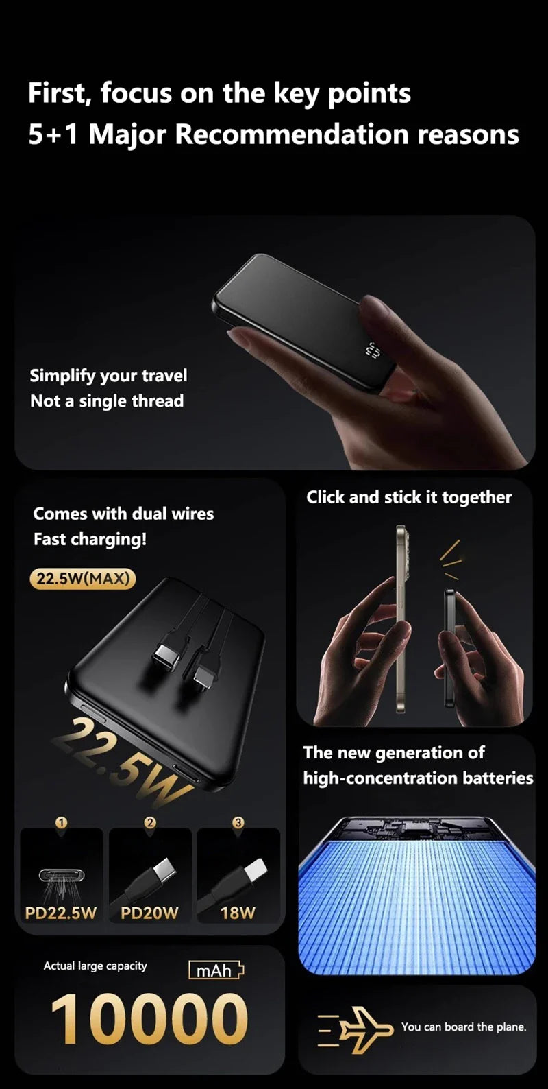 ONEPLUS 10000mAh Wireless Magnetic Power Bank Super Fast Charging Real Large Capacity Portable Battery Charger For iPhone Huawei