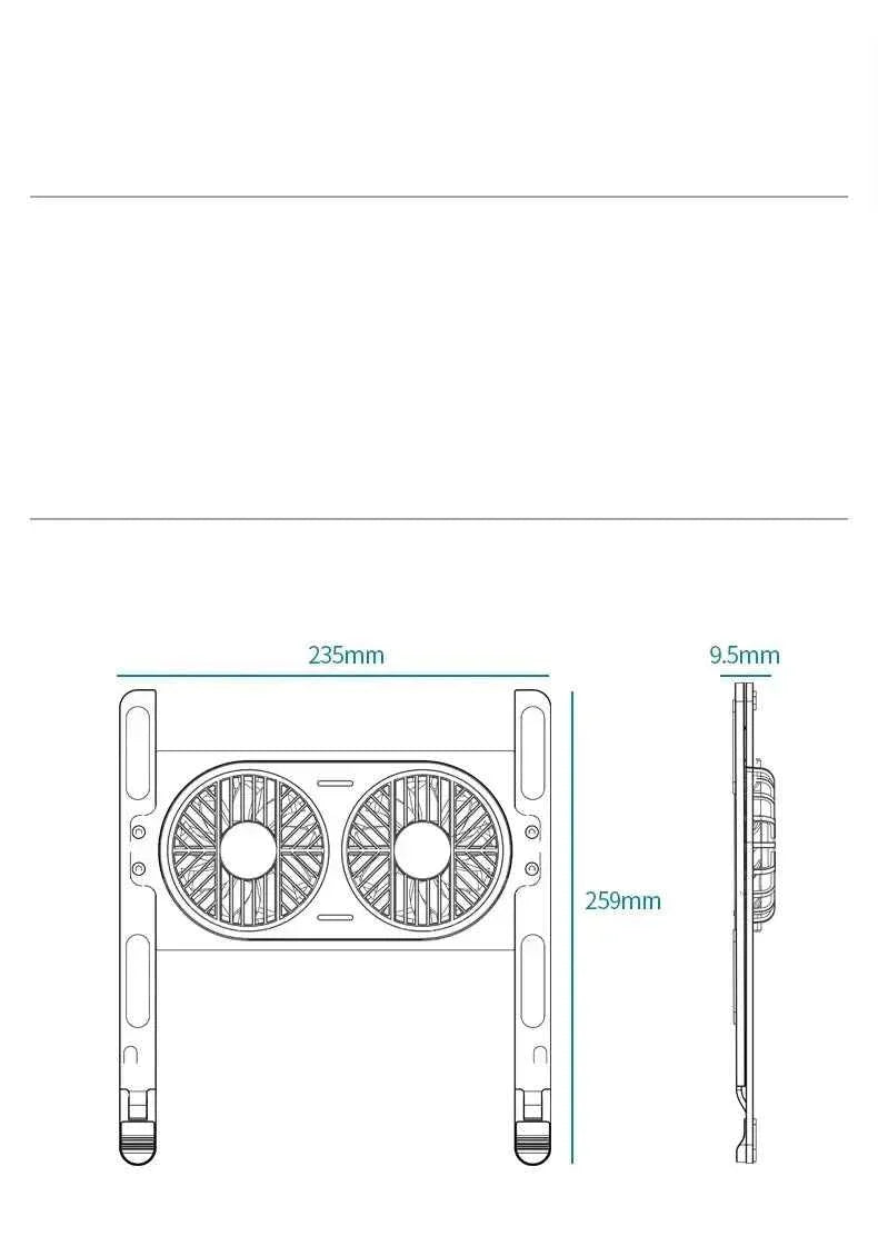 Desktop Aluminum Alloy Adjustable Big Fans Cooling Laptop Stand for 14 to 17.3inch Laptops