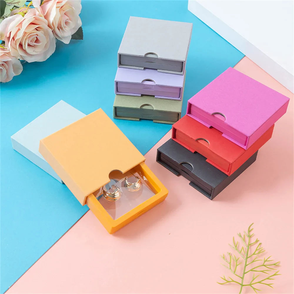 Drawer Jewelry Packaging Box Nail Earrings Necklace Ring Storage PE Film Suspension Anti-oxidation Gift Box Jewelry Box Joyero