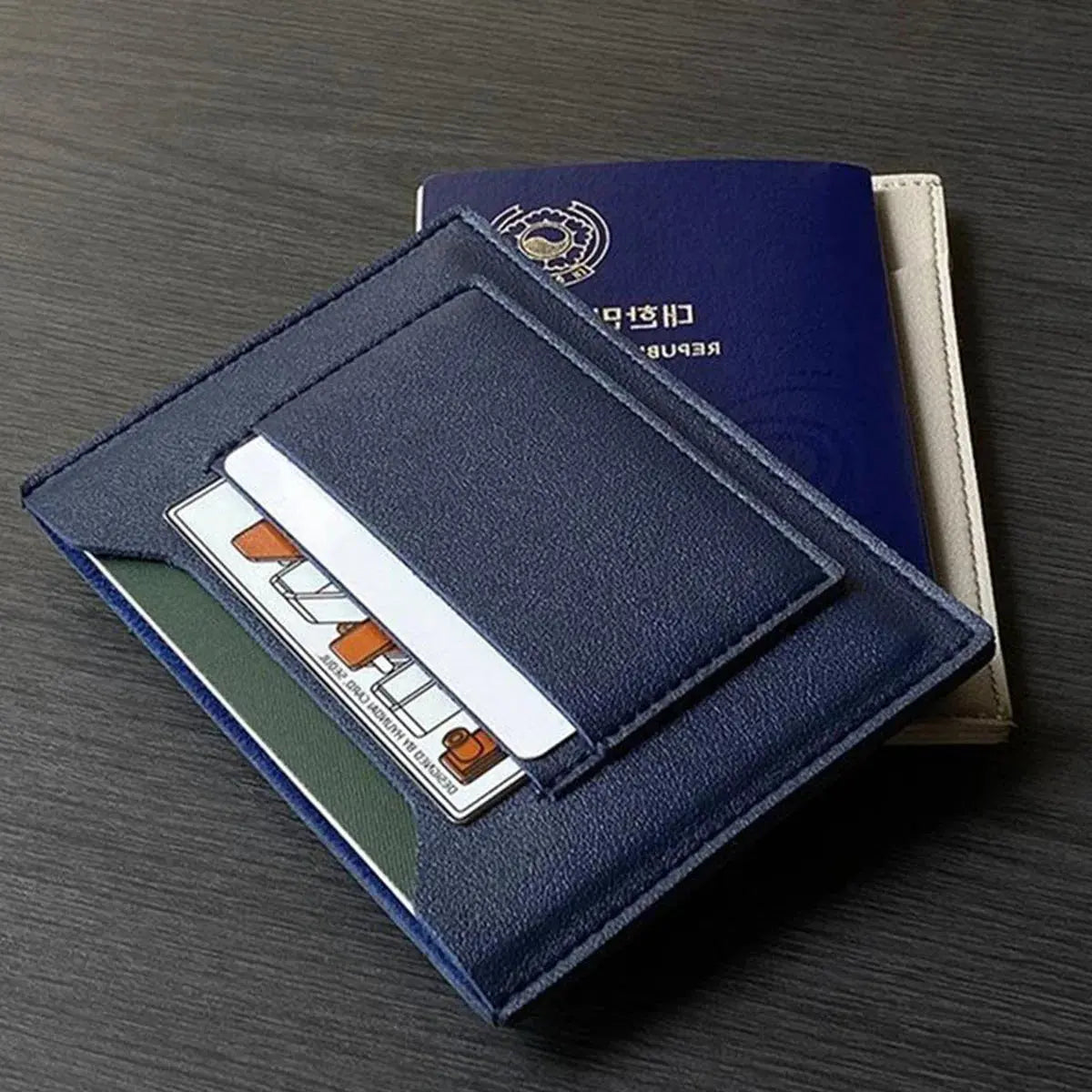 PU Leather Passport Holder Simplistic Portable Travel Document Card Case Storage Bag for International Trips