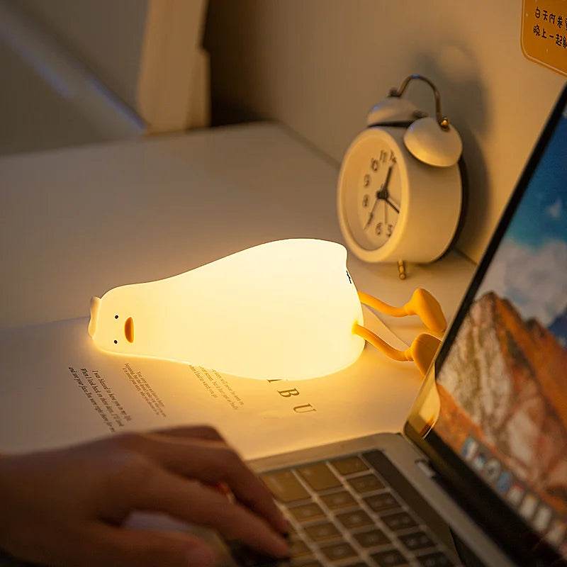 Silicone Lying Flat Duck Night Light Cute Kids Room Lamp