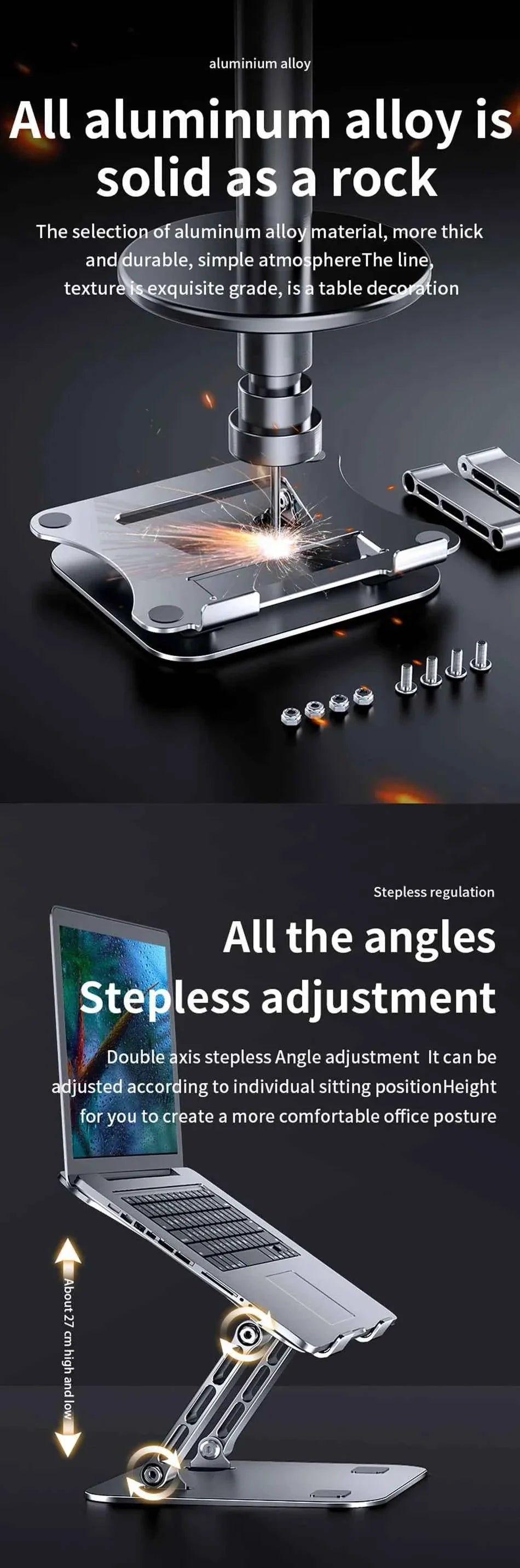 Tablet Stand Adjustable Aluminum Alloy Laptop Tablet up to 17 "Laptop Portable Folding Stand Cooling Stand Support