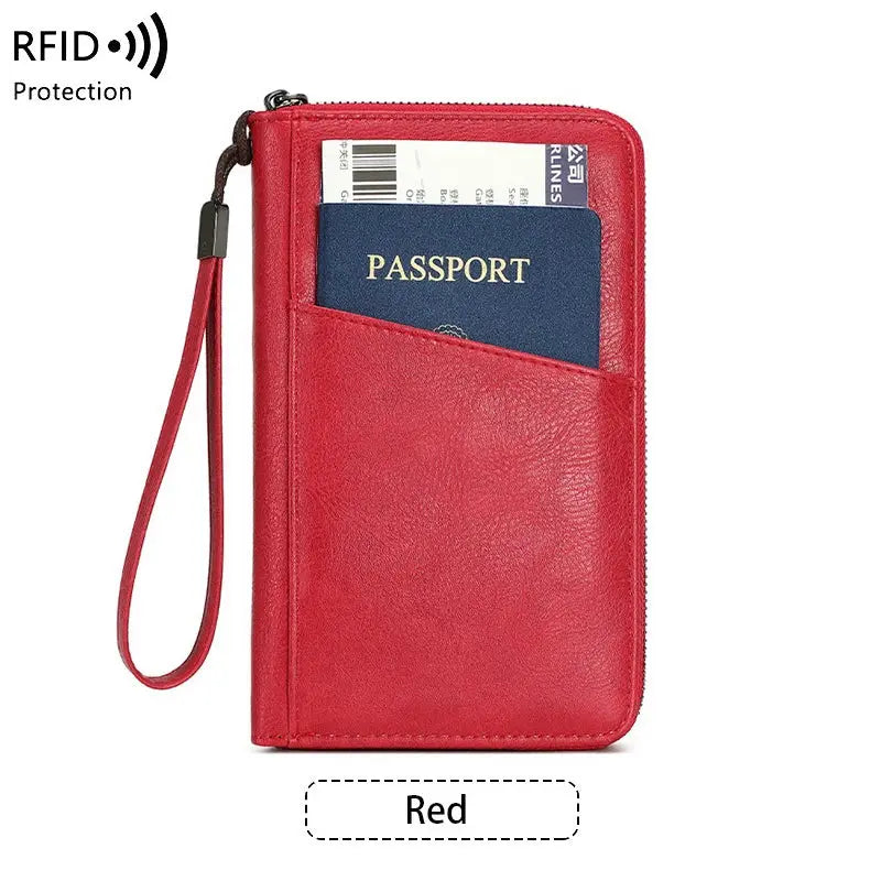 New Travel Passport Clip Wallet Women and Men Multifunctional PU Leather Card Holde RFID Anti Theft Swiping Wallets Storage Bag