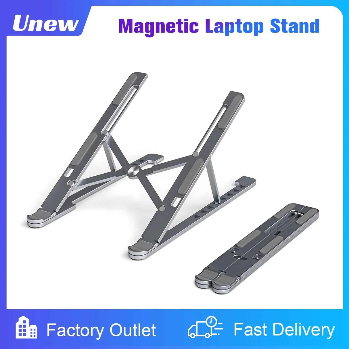 Aluminum Alloy Magnetic Laptop Stand With 8-Level Adjustment, Ventilation and Heat Dissipation, Equipped With Silicone Anti-Slip