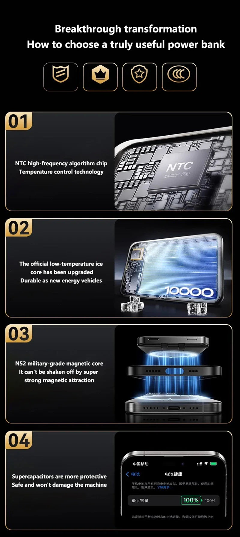 ONEPLUS 10000mAh Wireless Magnetic Power Bank Super Fast Charging Real Large Capacity Portable Battery Charger For iPhone Huawei