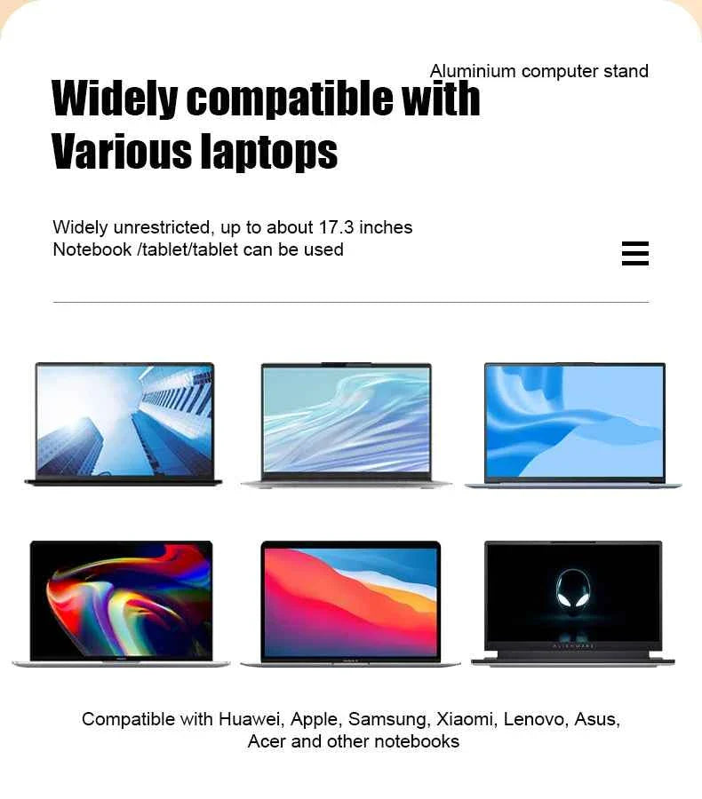 Aluminum Alloy Laptop Holder Stand Adjustable Foldable Portable for Notebook Computer Bracket Lifting Cooling Holder Non-slip