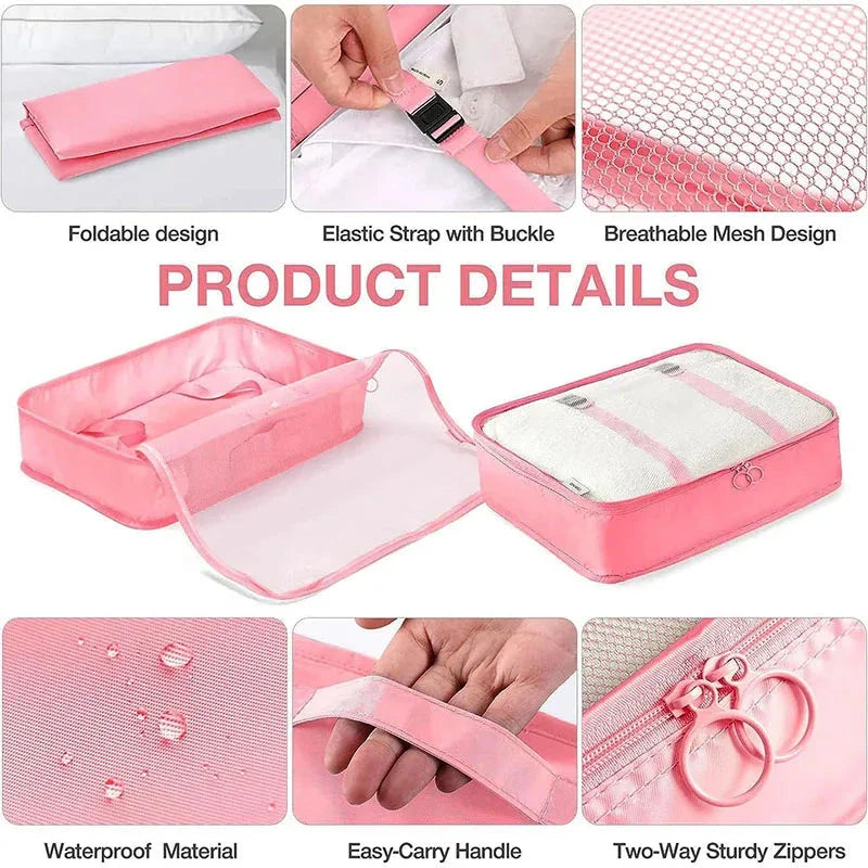 8/9/10/11 Pcs Set Travel Organizer Storage Bags Suitcase Packing Cubes Set Cases Portable Luggage Clothe Shoe Tidy Pouch Folding