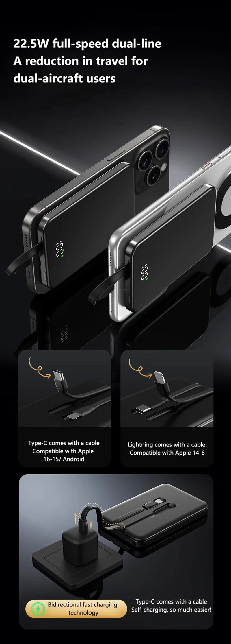 ONEPLUS 10000mAh Wireless Magnetic Power Bank Super Fast Charging Real Large Capacity Portable Battery Charger For iPhone Huawei