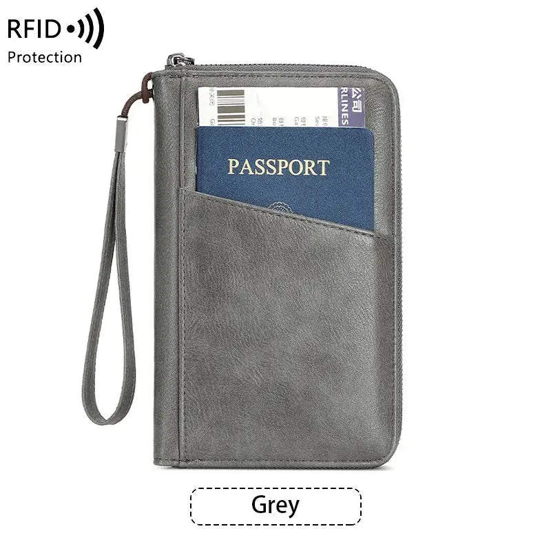 New Travel Passport Clip Wallet Women and Men Multifunctional PU Leather Card Holde RFID Anti Theft Swiping Wallets Storage Bag