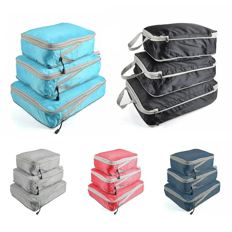 Travel Compression Packing Cubes Suitcase Luggage Organizer Set Zipper Foldable Storage Bag for Clothes Shoes Travel Accessories