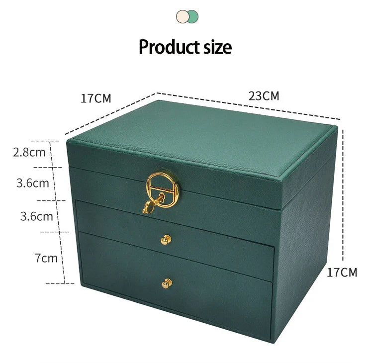 Three-layer Jewelry Storage Box for High-end Exquisite Necklaces, Earrings,Gold Jewelry and Hand Accessories with Large Capacity