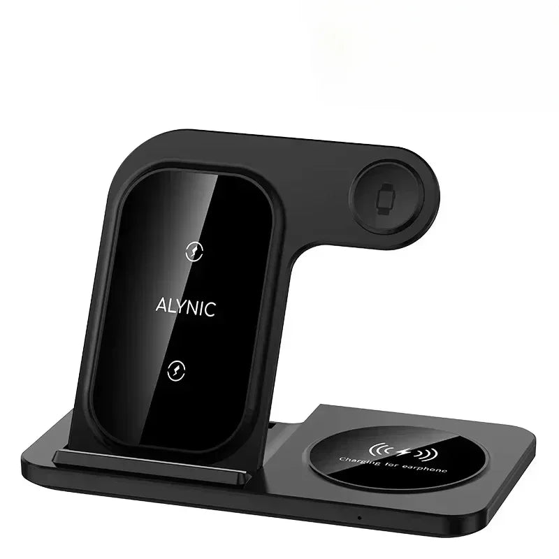 3 In 1 Wireless Charger Stand Foldable 15W Fast Wireless Charging Station Dock for iPhone 16 15 14 13 12 iWatch 9 8 7 6 Airpods