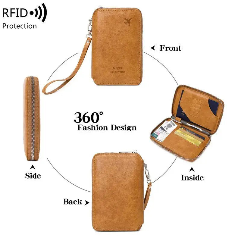 Minimalist and fashionable RFID passport holder multifunctional PU leather travel accessory passport holder wallet holder unisex