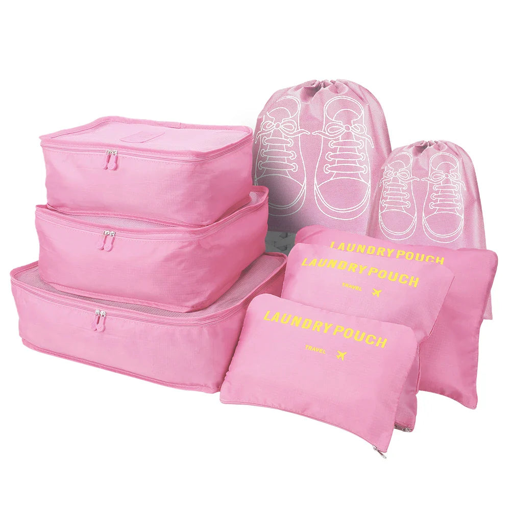 8/7/6 Pieces Set Travel Organizer Storage Bags Suitcase Packing Cubes Set Cases Portable Folding Luggage Clothes Shoe Tidy Pouch