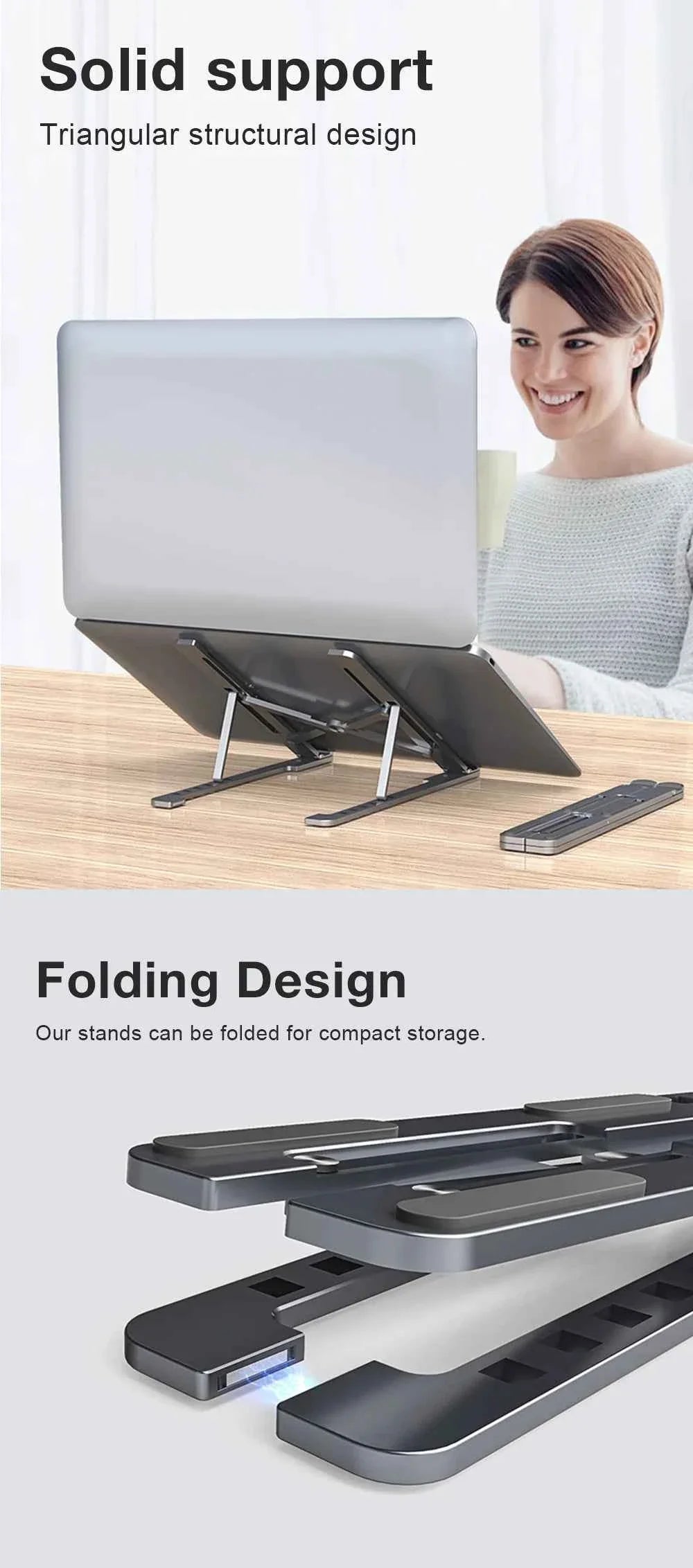 Aluminum Alloy Magnetic Laptop Stand With 8-Level Adjustment, Ventilation and Heat Dissipation, Equipped With Silicone Anti-Slip