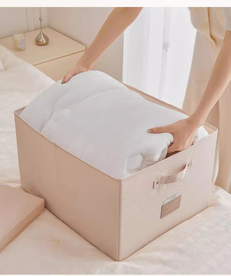 Fabric Foldable Storage Box With Lid Organizer For Clothes Large Capacity Quilt Blanket Toy Storage Closet Wardrobe Organizer