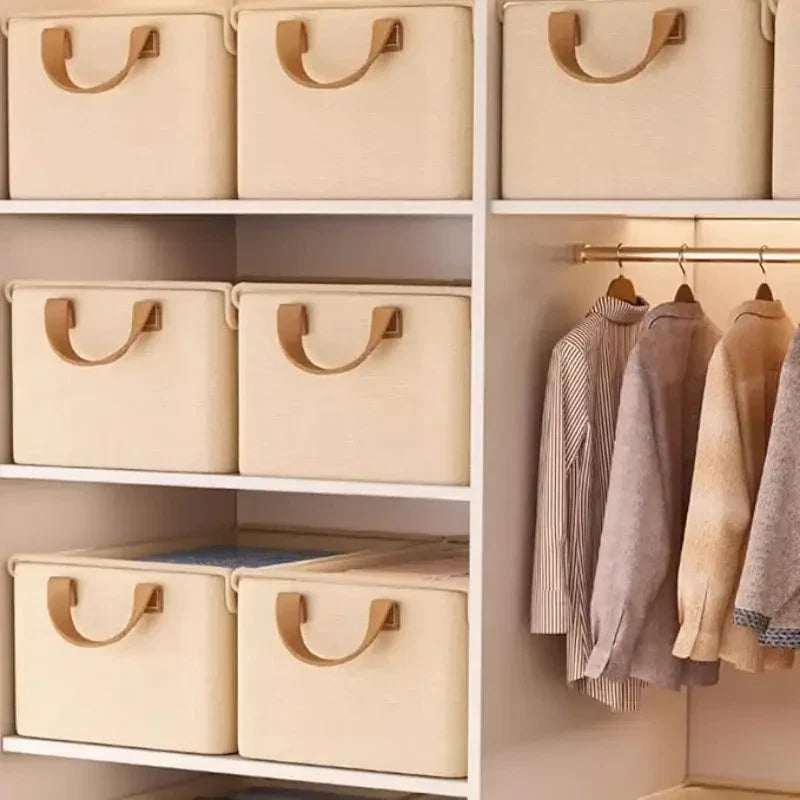 Covered clothing storage box, layered wardrobe organizer, foldable storage basket, underwear foldable storage basket