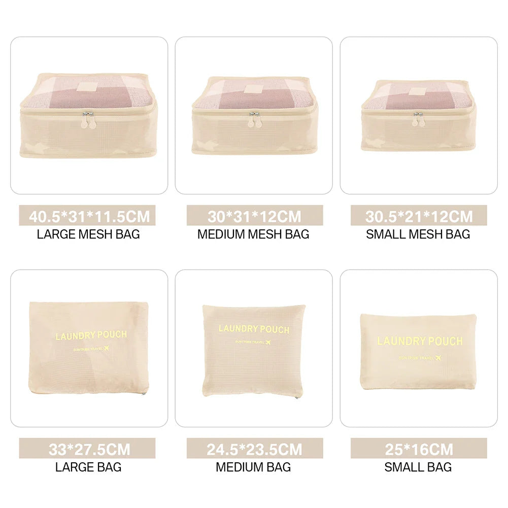 8/7/6 pieces Set Travel Organizer Storage Bags Suitcase Packing Set Storage Cases Portable Luggage Organizer Clothe Shoe Pouch