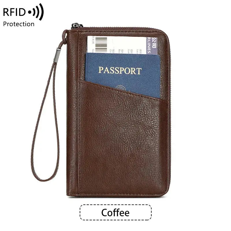 New Travel Passport Clip Wallet Women and Men Multifunctional PU Leather Card Holde RFID Anti Theft Swiping Wallets Storage Bag