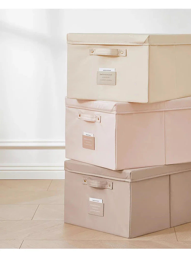 Fabric Foldable Storage Box With Lid Organizer For Clothes Large Capacity Quilt Blanket Toy Storage Closet Wardrobe Organizer