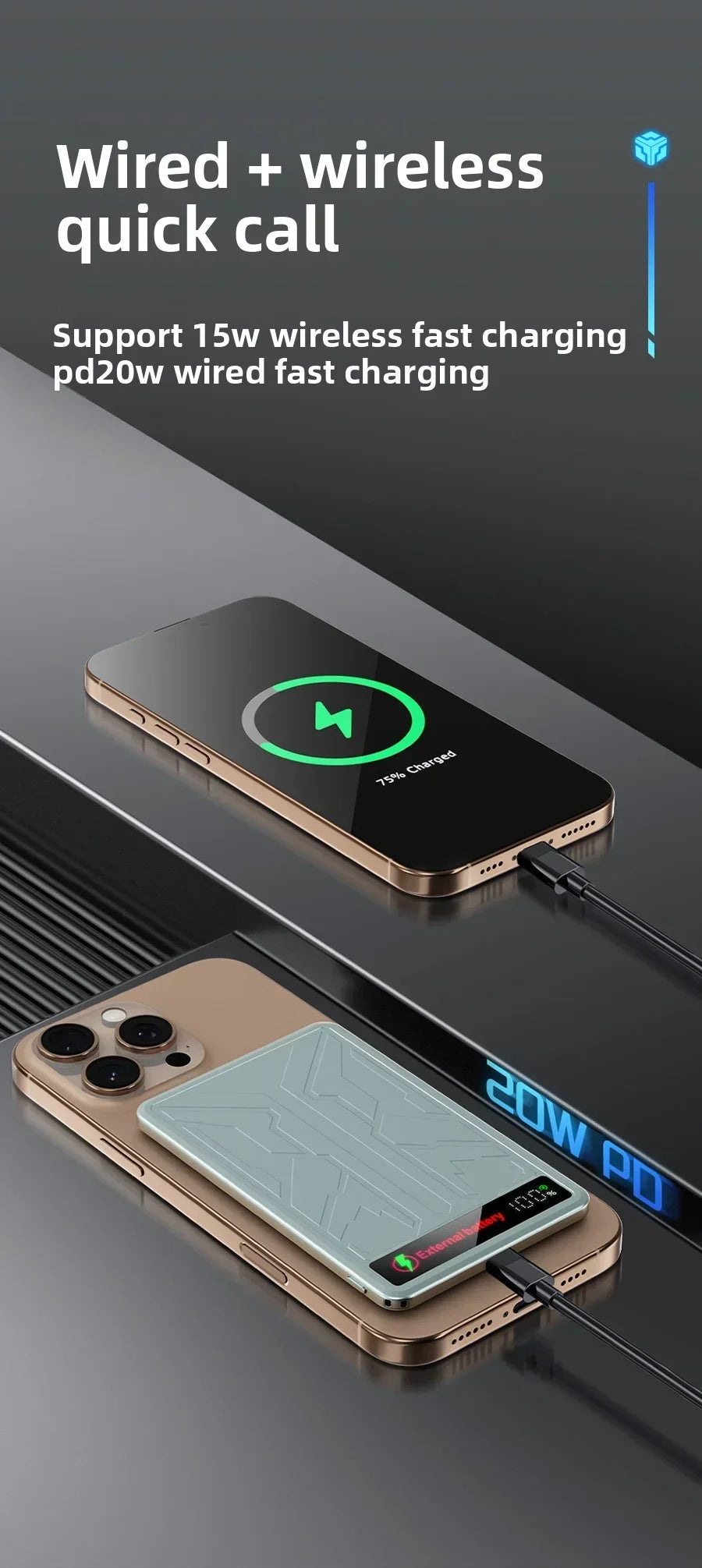 10000mAh CCC 3C Magsafe Power Bank Magnetic Wireless Phone Charger External Battery 20W Fast Charging for IPhone 16 15