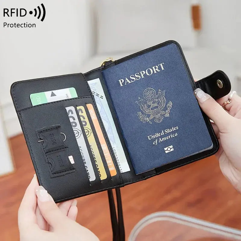 Passport Holder with Neck Lanyard Card Holders Travel Passport Cover RFID Blocking Passport Wallet for Men and Women