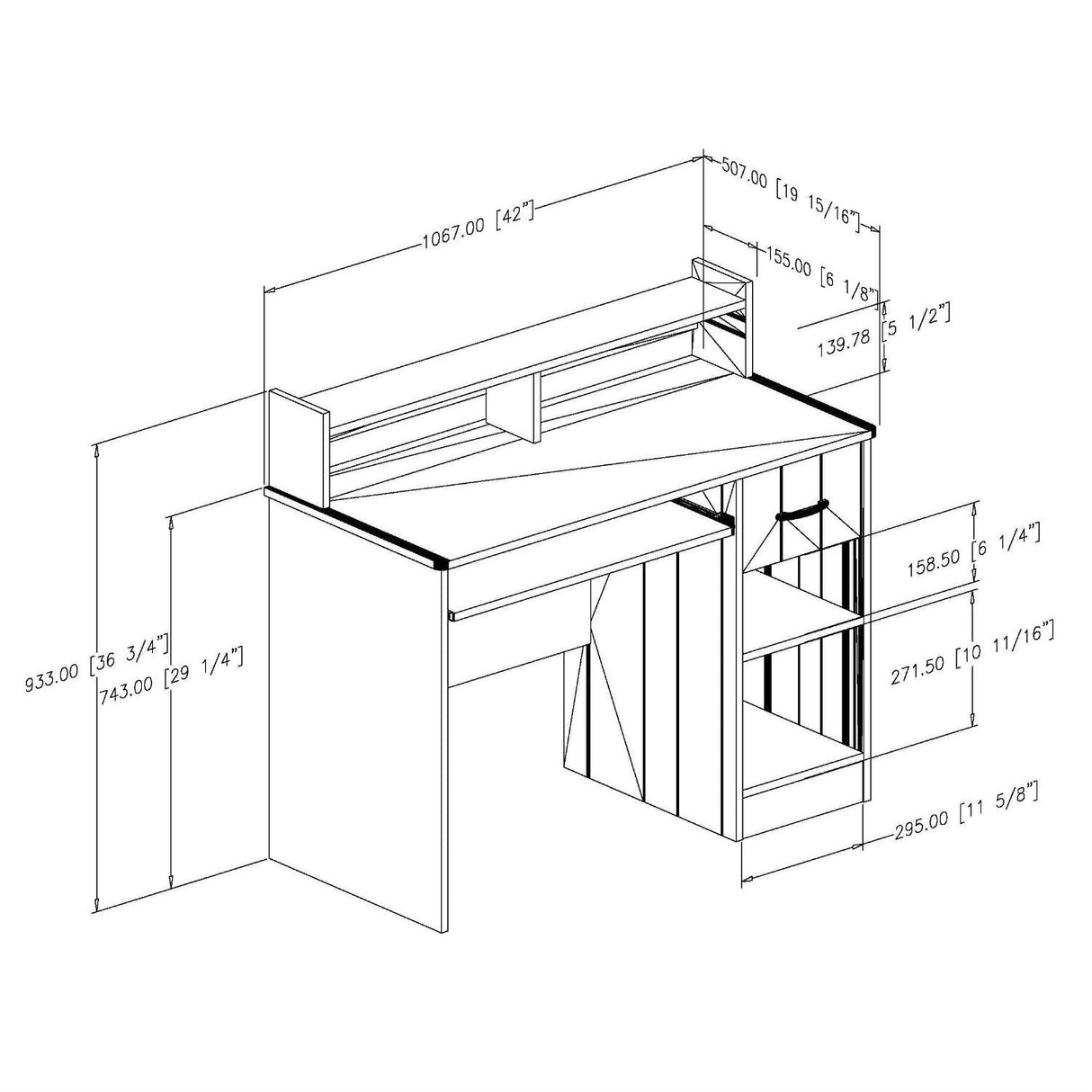 Contemporary Home Office Computer Desk in White Wood Finish