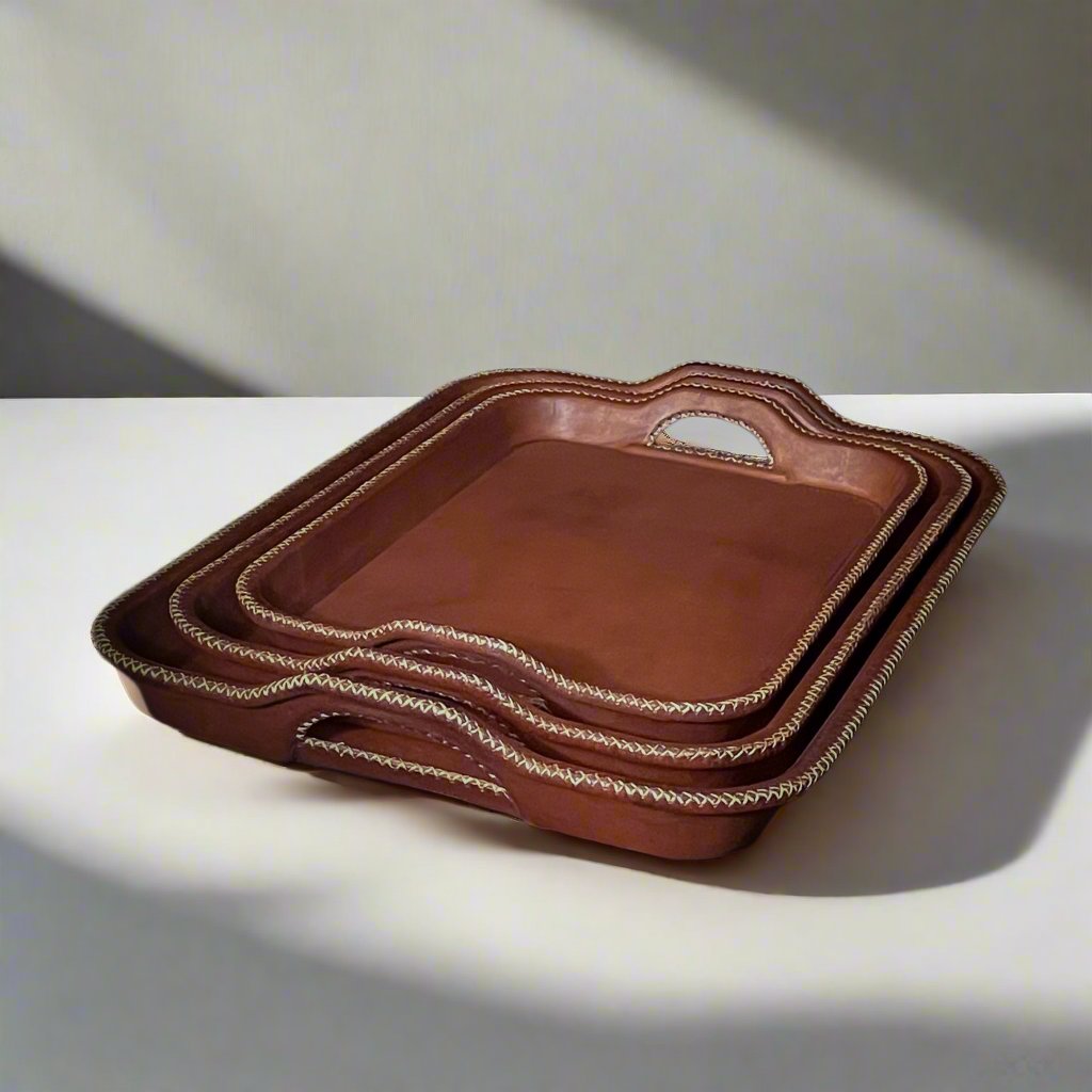 SimetrĂa | Nesting Serving Tray Set (3) w/ Cutout Handles