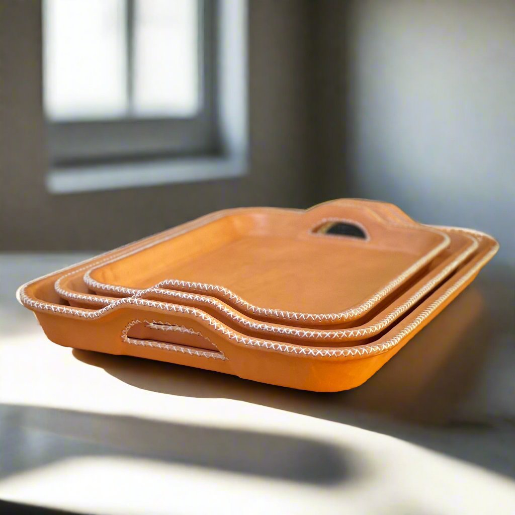 SimetrĂa | Nesting Serving Tray Set (3) w/ Cutout Handles