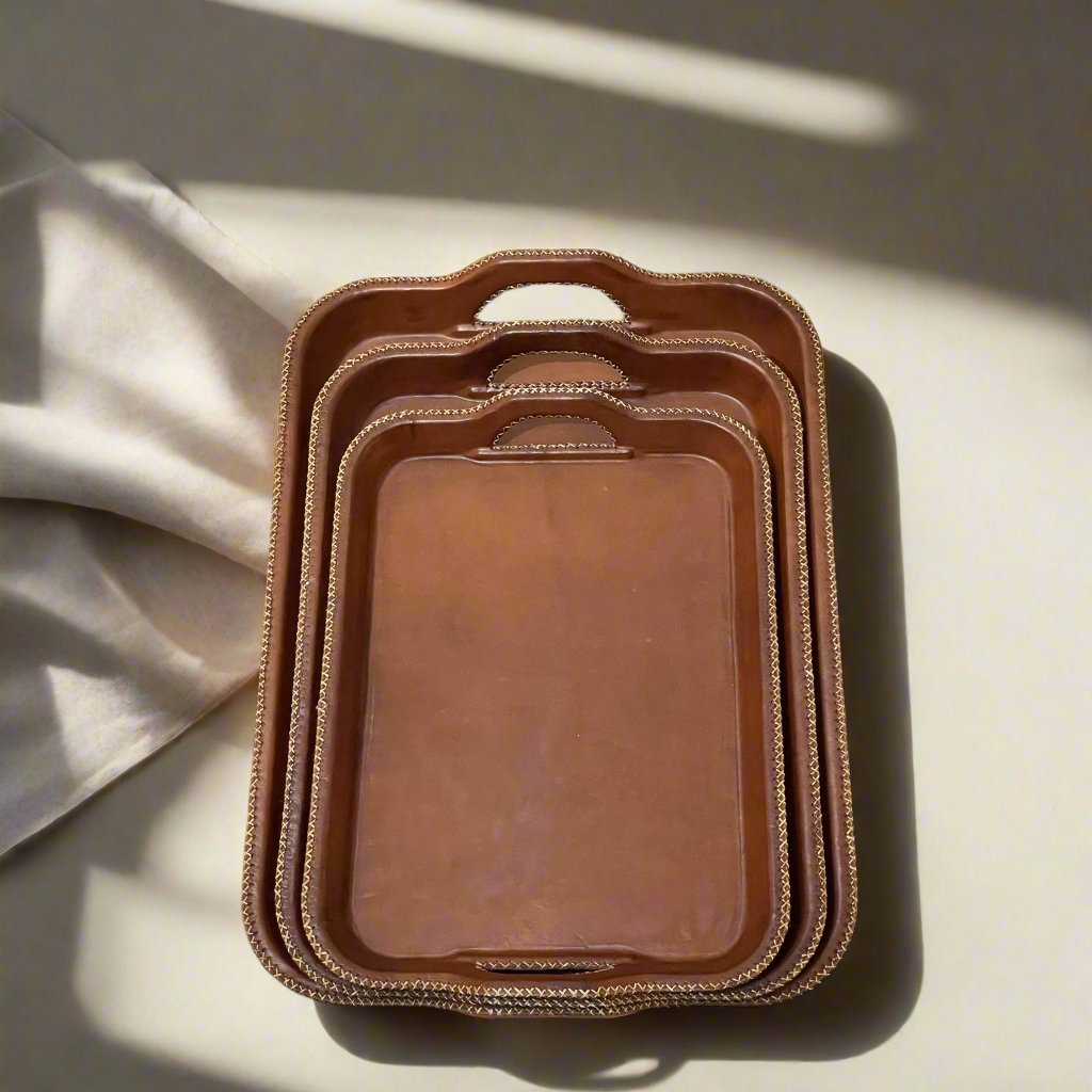 SimetrĂa | Nesting Serving Tray Set (3) w/ Cutout Handles