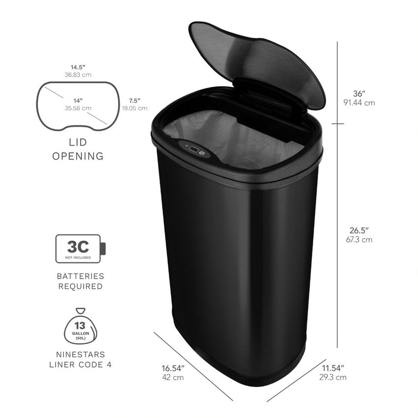 Oval Motion Sensor Trash Can 13.2 Gallon | SM-50-23