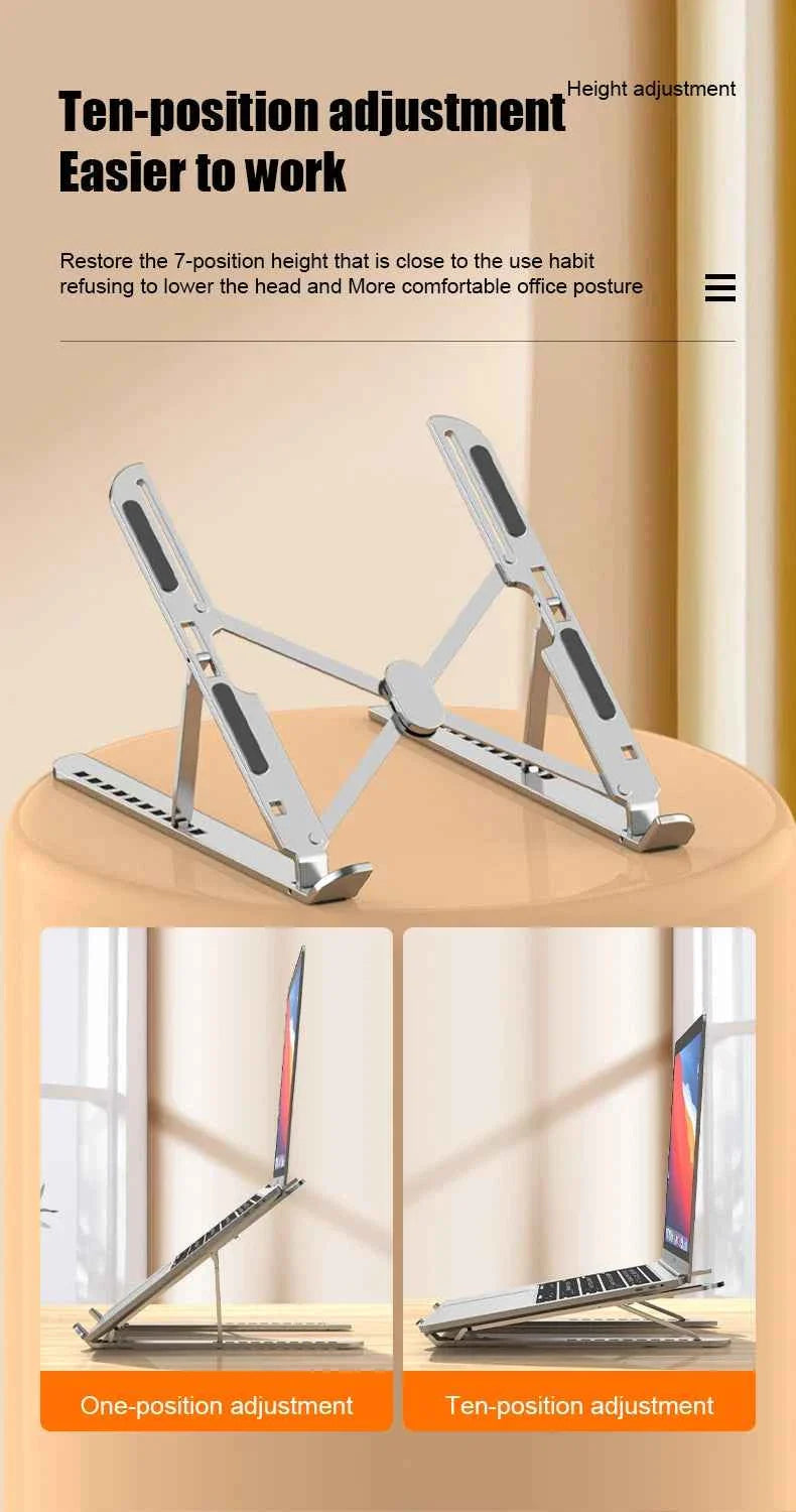Aluminum Alloy Laptop Holder Stand Adjustable Foldable Portable for Notebook Computer Bracket Lifting Cooling Holder Non-slip
