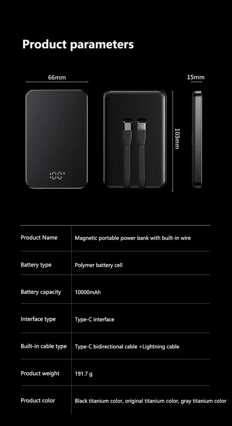 ONEPLUS 10000mAh Wireless Magnetic Power Bank Super Fast Charging Real Large Capacity Portable Battery Charger For iPhone Huawei
