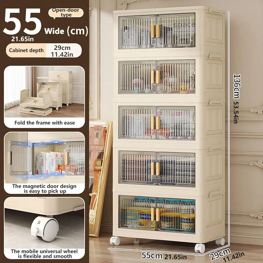 1/2/3/4/5 layers Multifunction Storage Cabinet Foldable Dustproof Wardrobe Easy-to-Install Storage Boxes