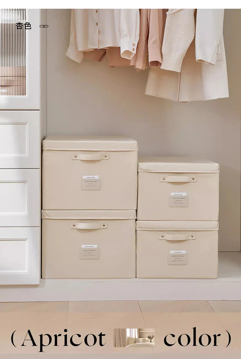 Fabric Foldable Storage Box With Lid Organizer For Clothes Large Capacity Quilt Blanket Toy Storage Closet Wardrobe Organizer