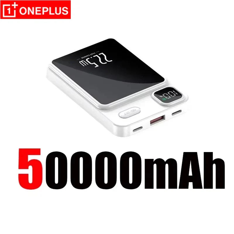 OnePlus 50000mAh Magnetic Wireless Charger Power Bank External Battery Fast Charging PowerBank For Android iPhone 15 16 Xiaomi