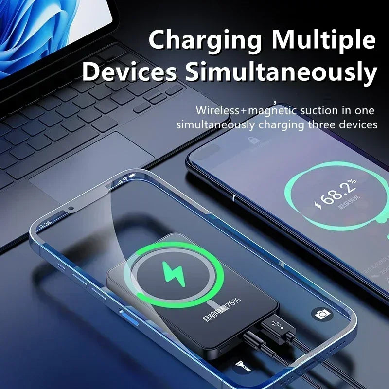 30000mAh MagSafe Power Bank - 15W Magnetic Wireless Charger with PD Fast Charge for iPhone 15/14/13 (Qi-Certified for Android)