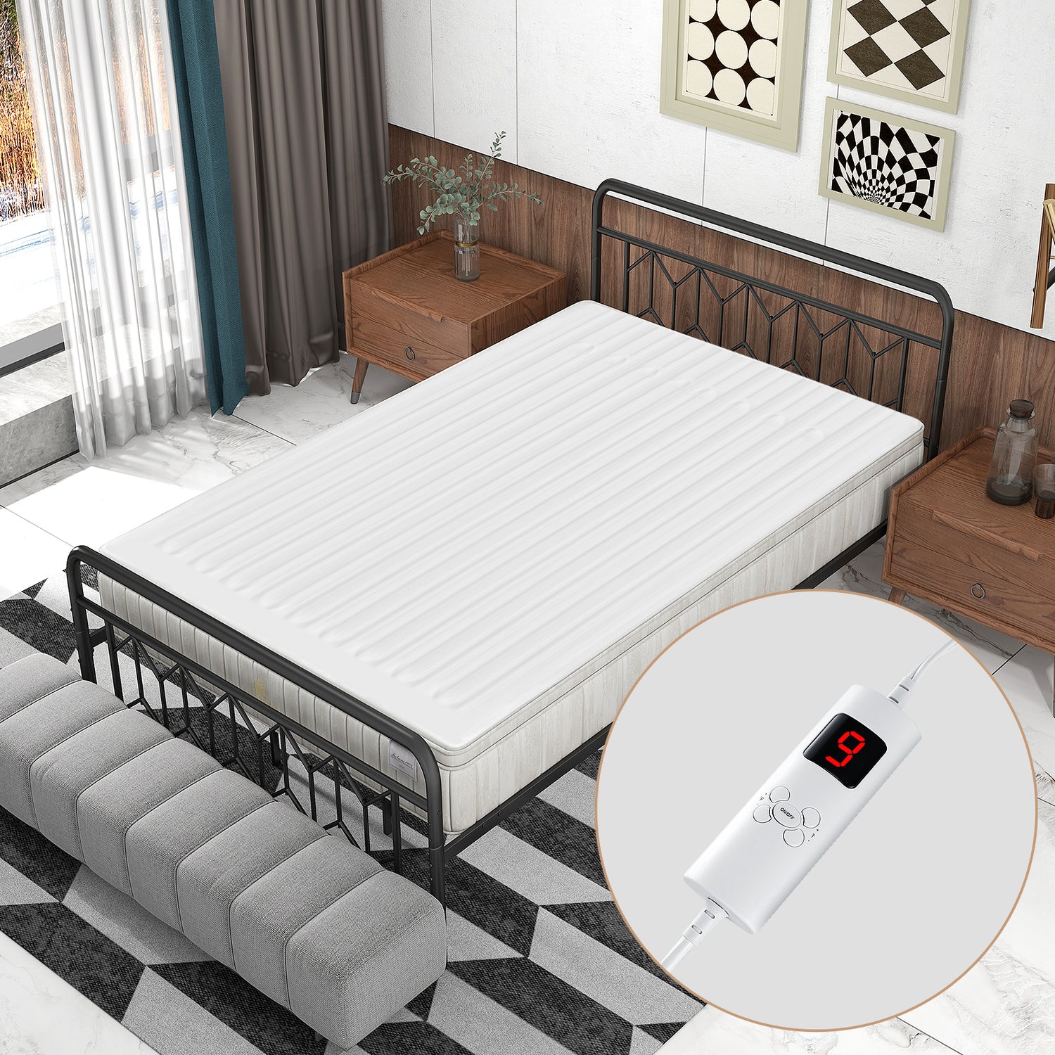 Safe Electric Heated Mattress Pad with 4 Size 8 Temperature 10-Hour Timer