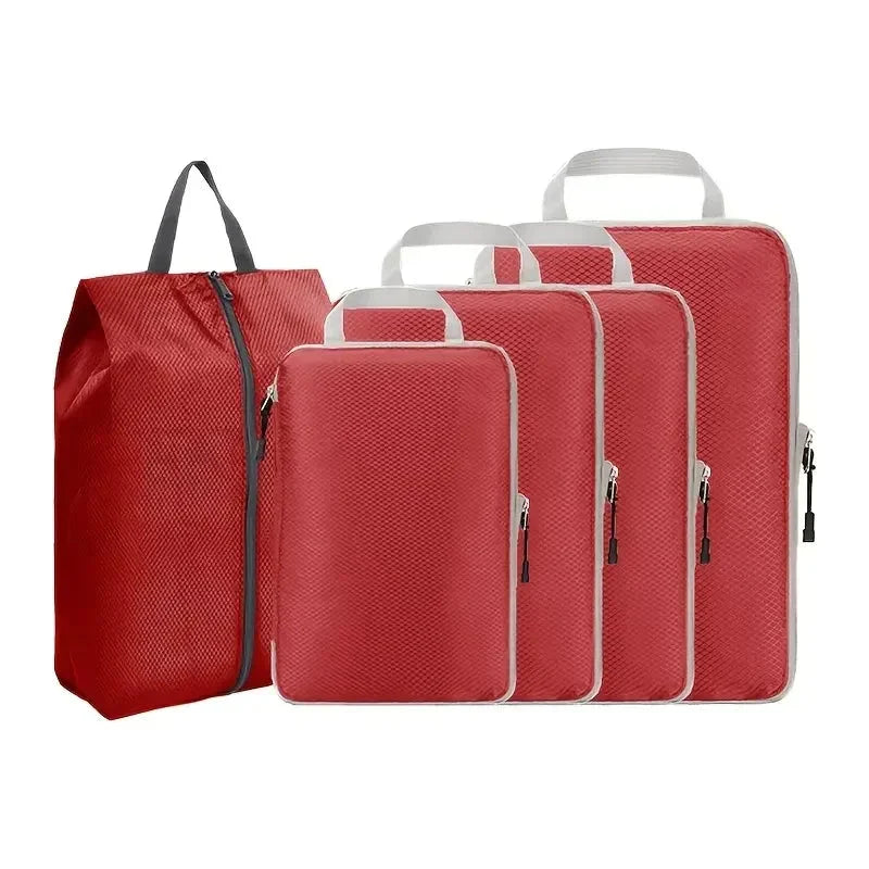 Travel Compression Packing Cubes Suitcase Luggage Organizer Set Zipper Foldable Storage Bag for Clothes Shoes Travel Accessories