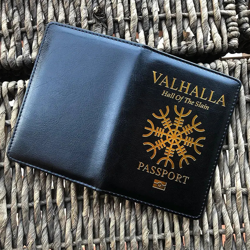 Vikings Valhalla Passport Cover Norse Mythology Passport Holder for Hall of The Slain Passport Cover Travel