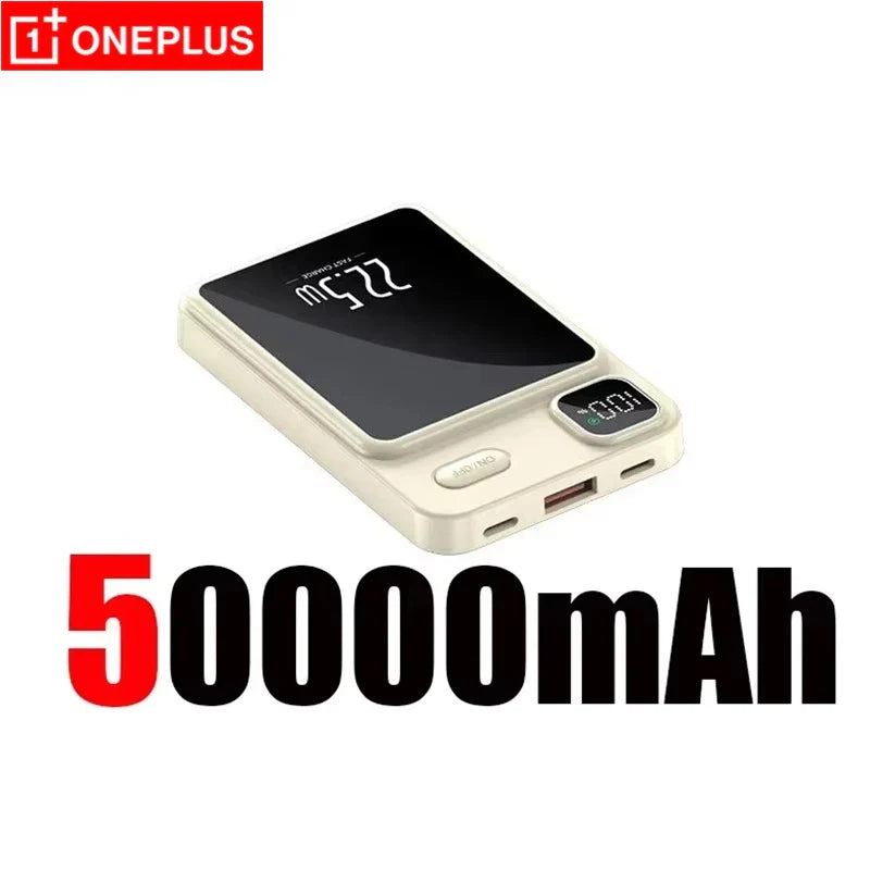 OnePlus 50000mAh Magnetic Wireless Charger Power Bank External Battery Fast Charging PowerBank For Android iPhone 15 16 Xiaomi