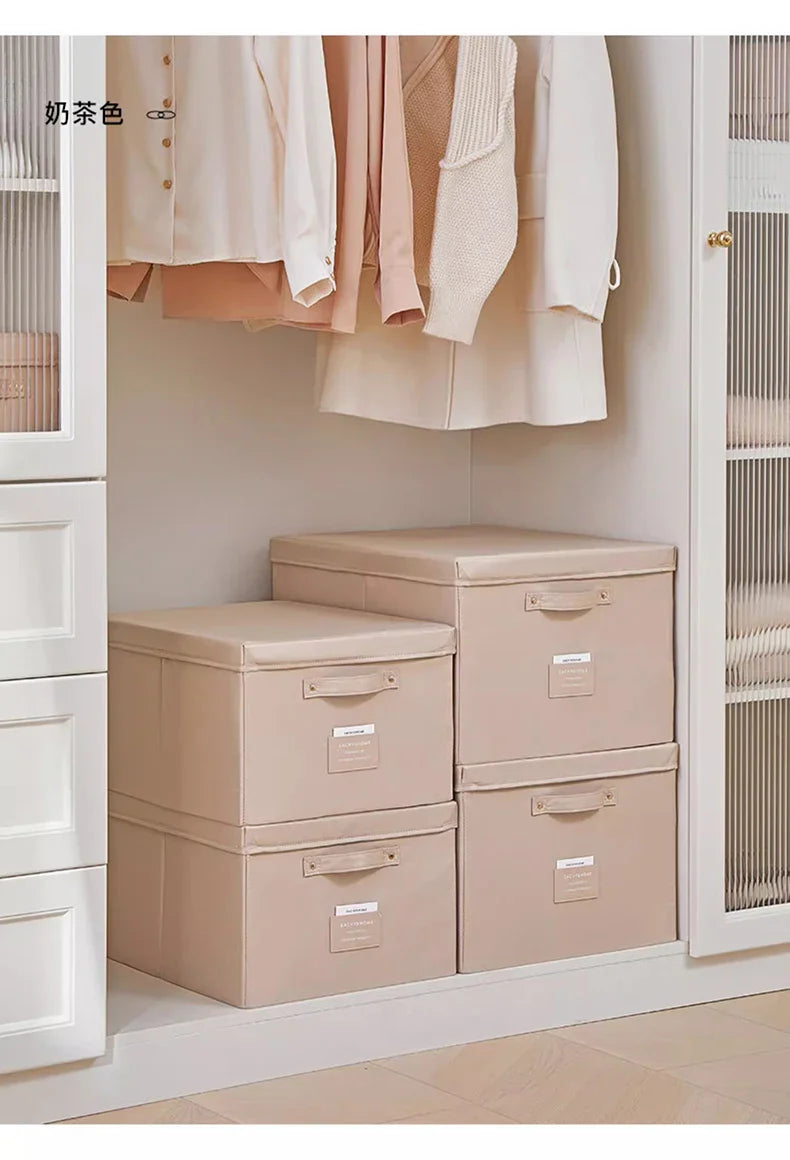 Fabric Foldable Storage Box With Lid Organizer For Clothes Large Capacity Quilt Blanket Toy Storage Closet Wardrobe Organizer