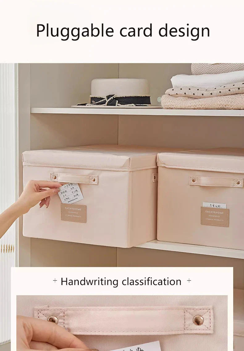 Fabric Foldable Storage Box With Lid Organizer For Clothes Large Capacity Quilt Blanket Toy Storage Closet Wardrobe Organizer