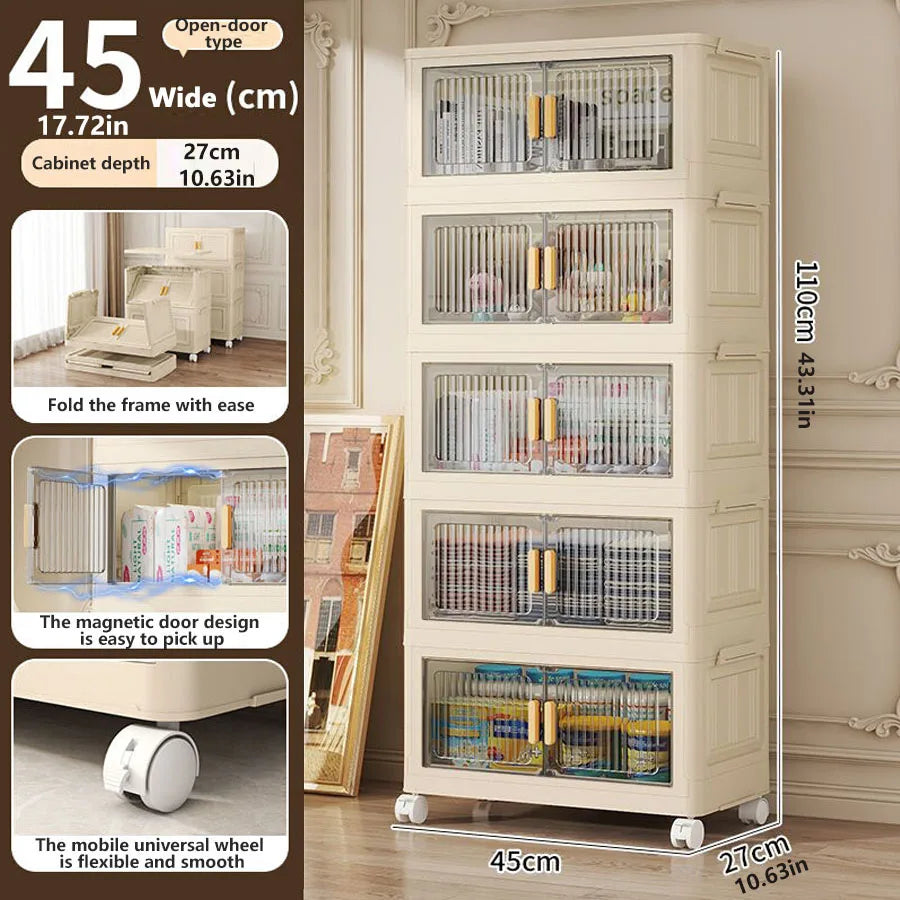 1/2/3/4/5 layers Multifunction Storage Cabinet Foldable Dustproof Wardrobe Easy-to-Install Storage Boxes
