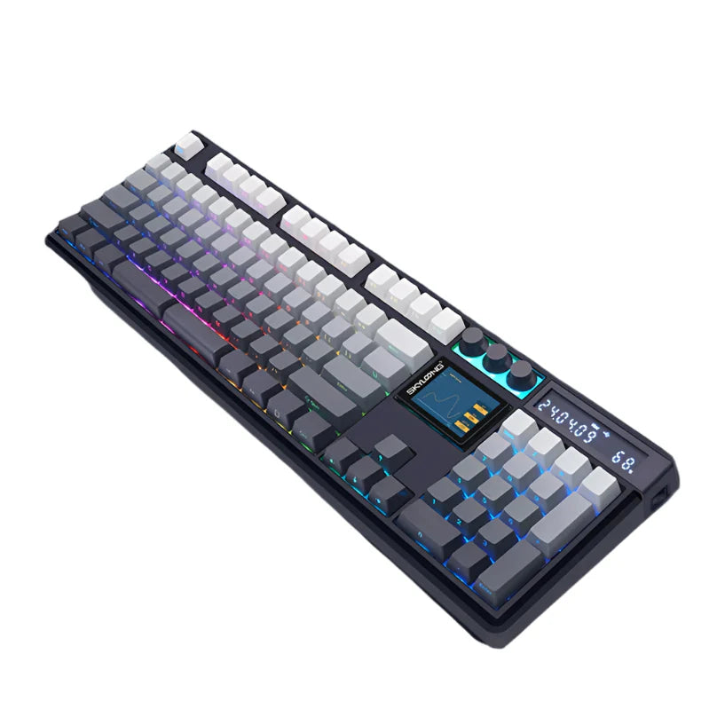 Wireless Mechanical Keyboard with 3.0 Screen 3 Knobs Hot-Swappable Silent Switch PBT keycaps