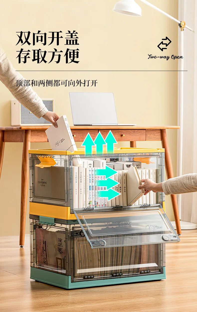 Foldable Storage Trunk Open Storage Box Transparent Storage Bin Home Wardrobe Clothes Organizer Large Capacity Sundries Box