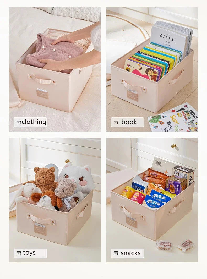 Fabric Foldable Storage Box With Lid Organizer For Clothes Large Capacity Quilt Blanket Toy Storage Closet Wardrobe Organizer